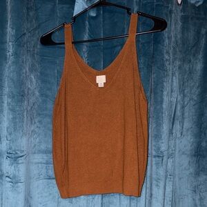 a new day Rust Brown Knit V-Neck Tank Top
